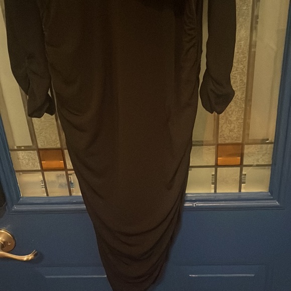 Black ruching Boston proper dress size 4 lined and back zipper material mini - Picture 2 of 4